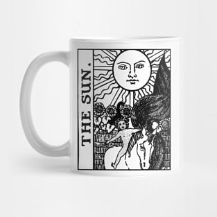 The Sun Tarot Card Black and White Mug